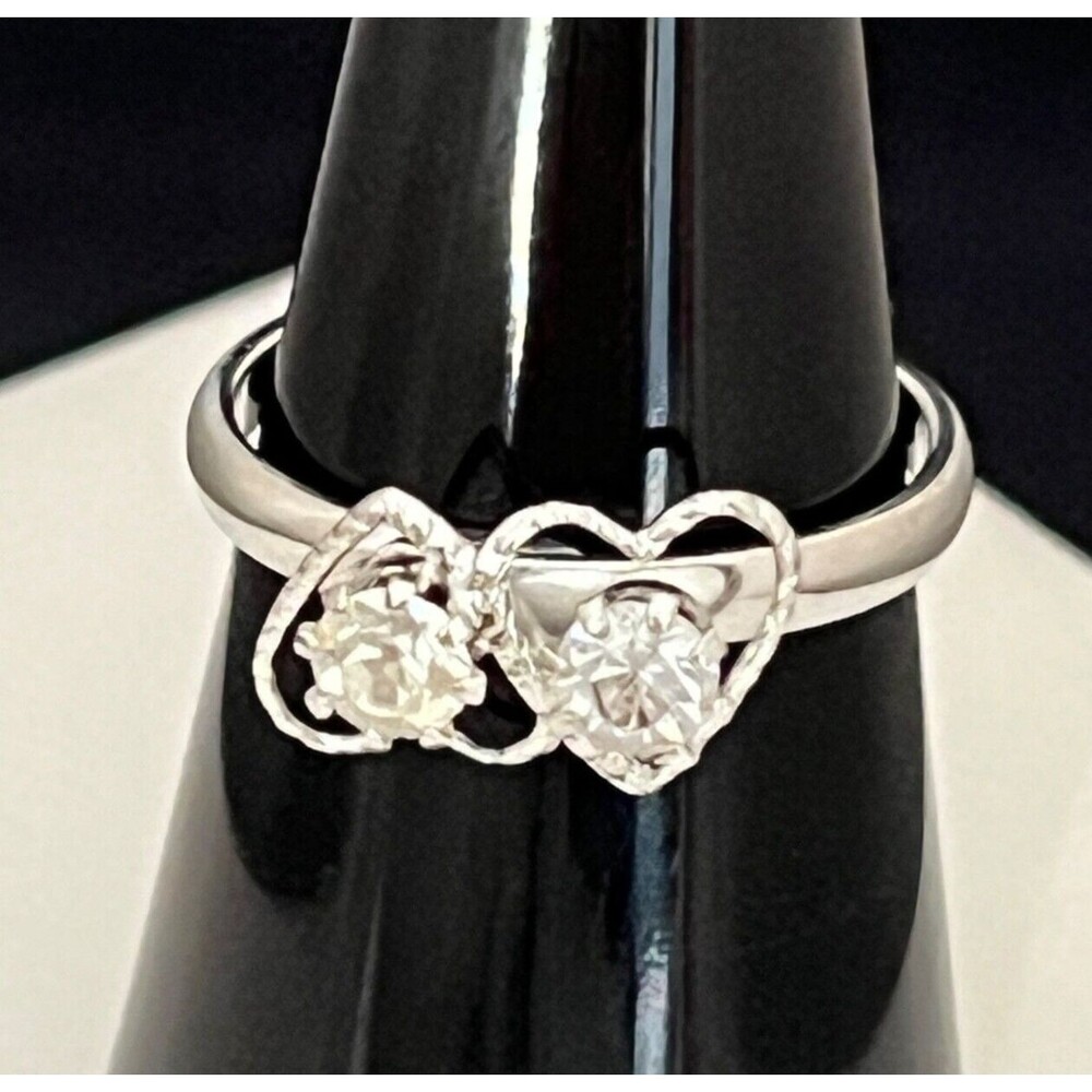 Vintage 1960s Cocktail Ring Silver Tone Prong Set Mid Century Modern - 4J